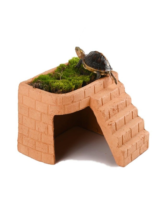 Flushbay Turtle Basking Platform Climbing Ramp Reptile Hide Cave Resting Terrace Large Bearded Dragon Basking Platform Humid Hide for Tortoise, Bearded Dragon,Leopard Gecko,Lizard (S) - Image 1